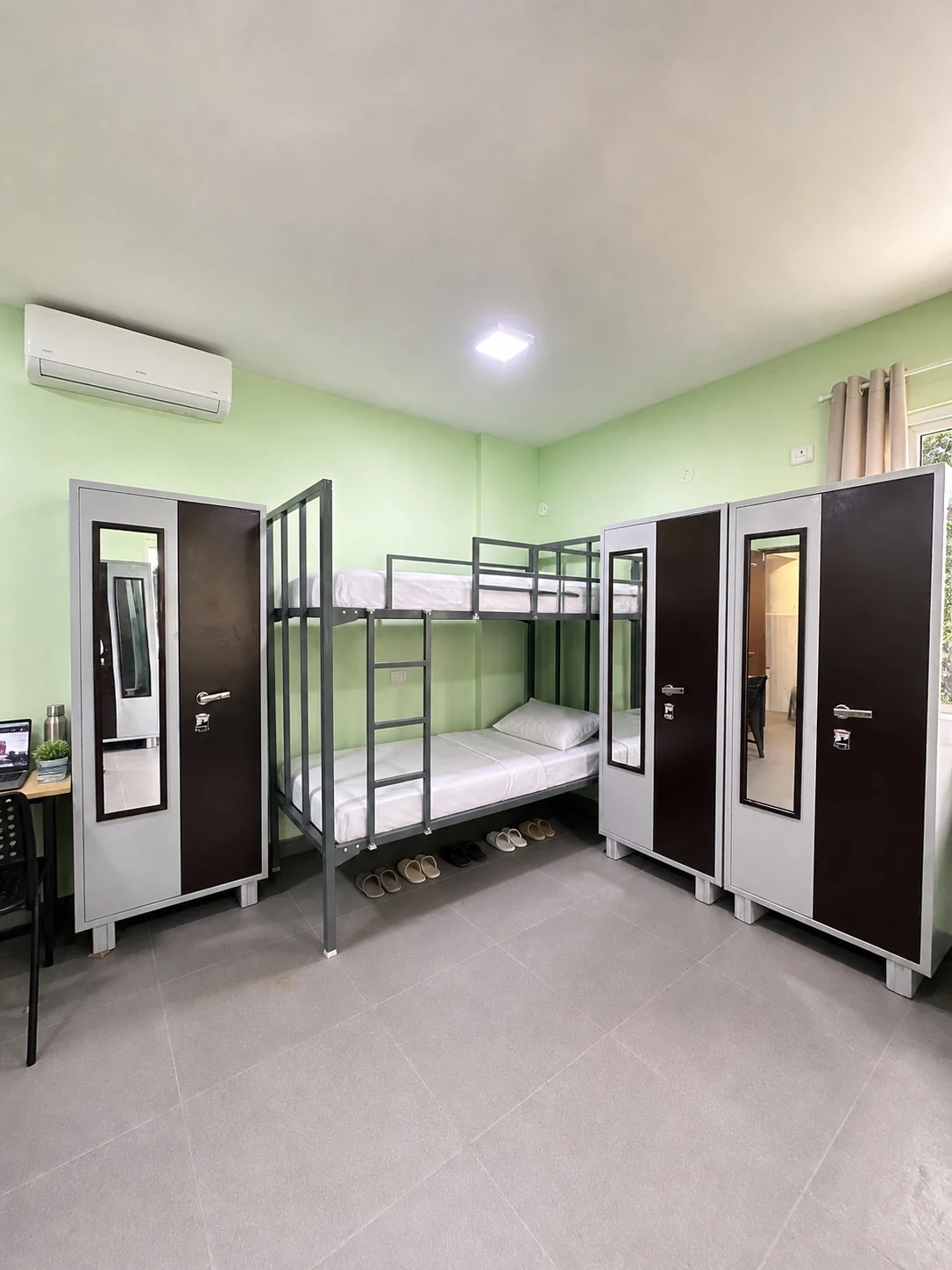 Dormitory bunk bed with wardrobes