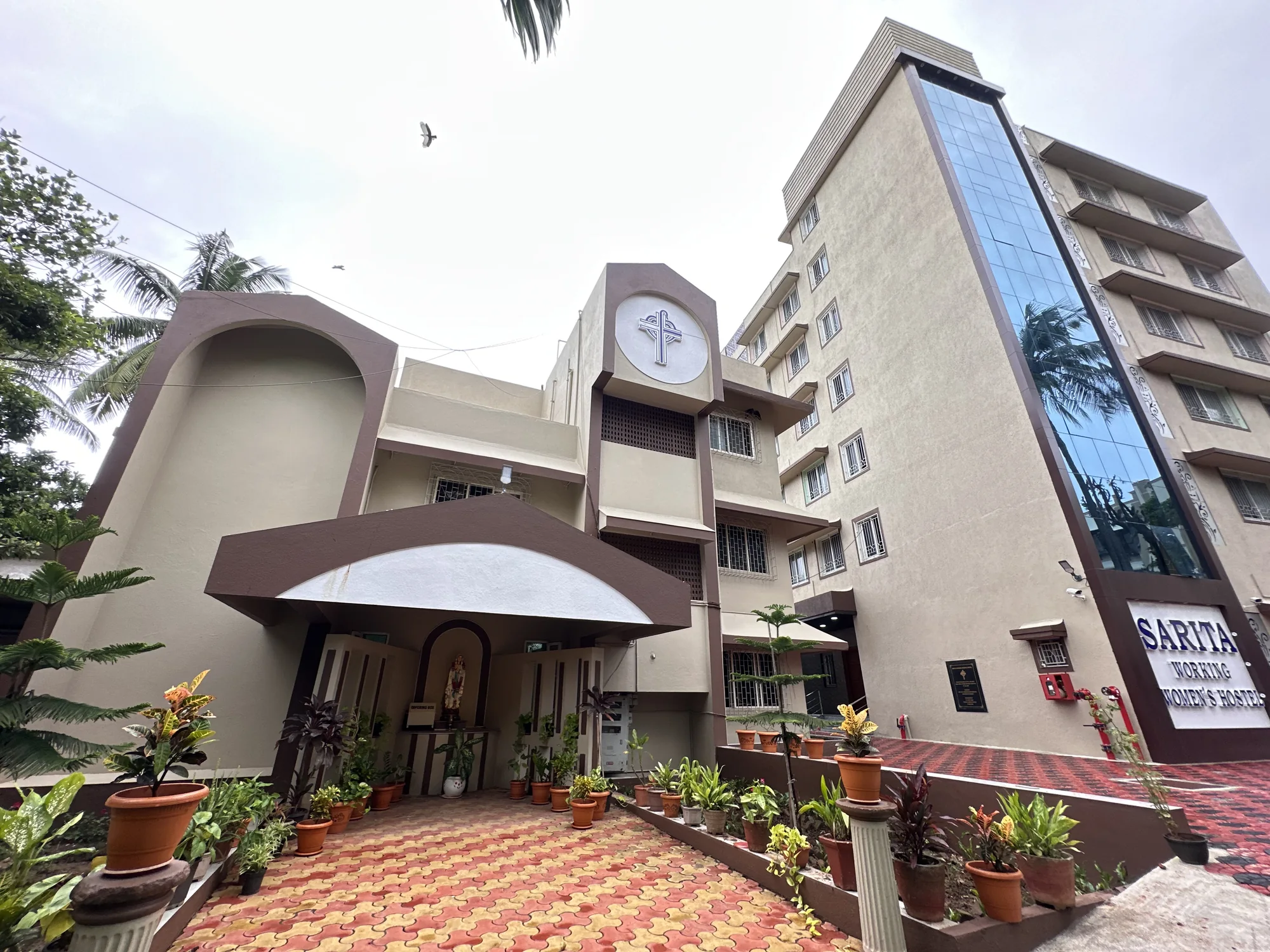 Hostel building and garden